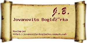 Jovanovits Boglárka névjegykártya